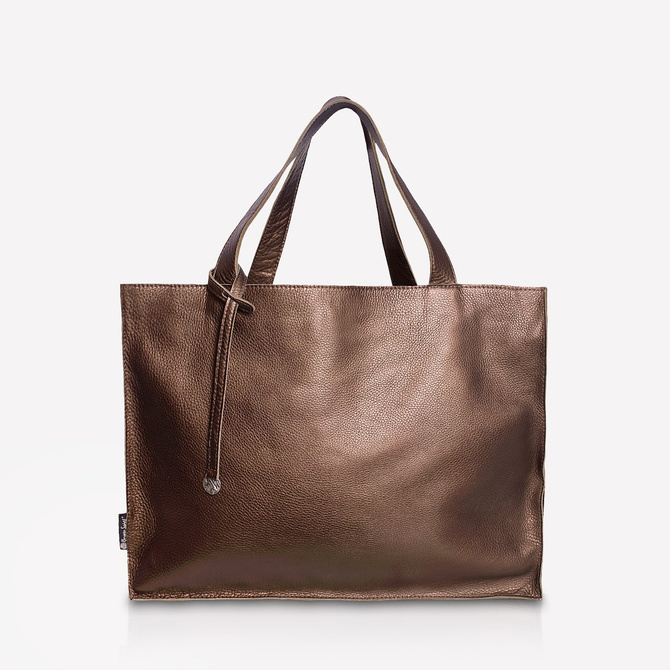 Leather dark gold shopper bag  XL NO.144