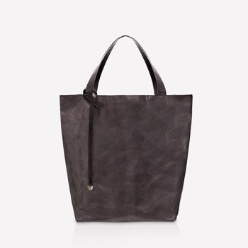 Leather shopper bag gray and black NO.114
