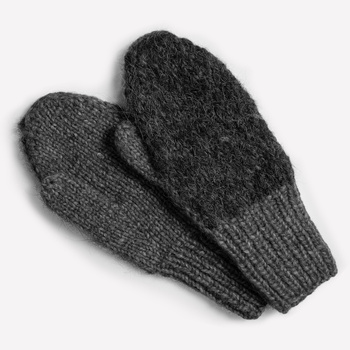 WEŁNIANE RĘCZNIE WYKONANE RĘKAWICZKI RĘKAWICZKI W KOLORZE SZARYM GRAFITOWYM