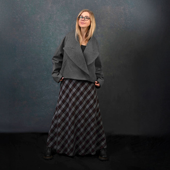 CHECKED SCOTTISH MAXI SKIRT WITH FRILL