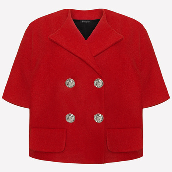 MARYNARKA KURTKA PREMIUM CZERWIEŃ 100% WEŁNA