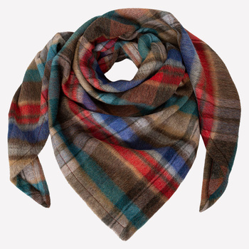 DUŻA CHUSTA Z MIĘKKIEJ WEŁNY W KRATĘ