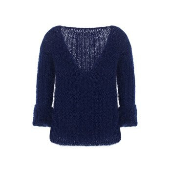 Moherowy oversizowy sweter wykonany ręcznie granatowy NO.302