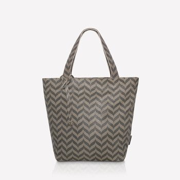 Torba ze skóry shopper szewron beżowo - oliwkowa NO.109