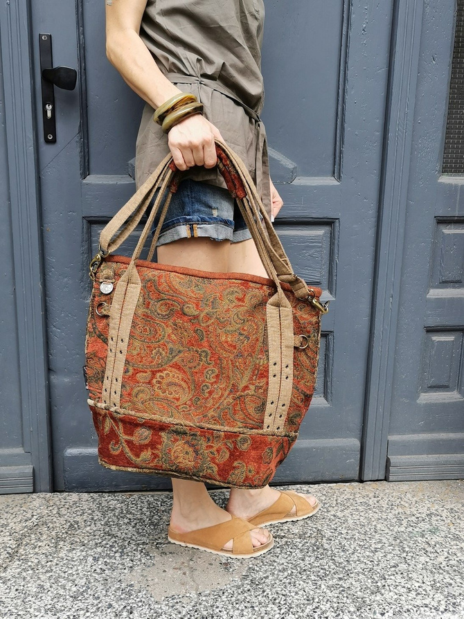 Boho autumn bag with rust - colored paisley pattern NO. 130