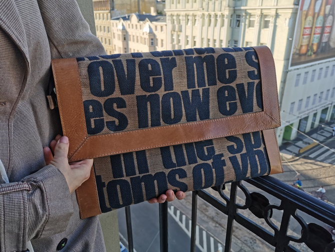 Kopertówka słowa gruba skóra, żakard błękit pruski NO.133