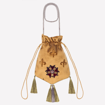 Honey colored fleur-de-lis velvet crossbody bag, shoulder bag NO. 203