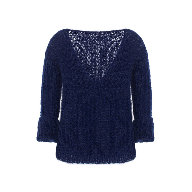 Mohair oversized sweater knitted by hand navy NO.302