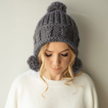 Alpaca and wirgin wool grey, lead hat. 