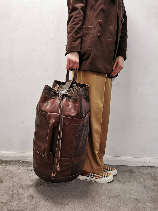 Plecak, worek żeglarski, torba podróżna zsurowej, grubej skóry NO.181