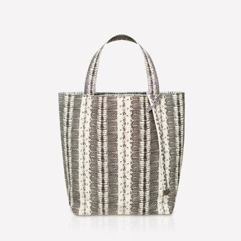 Torba ze skóry shopper biało - czarna wąż NO.115