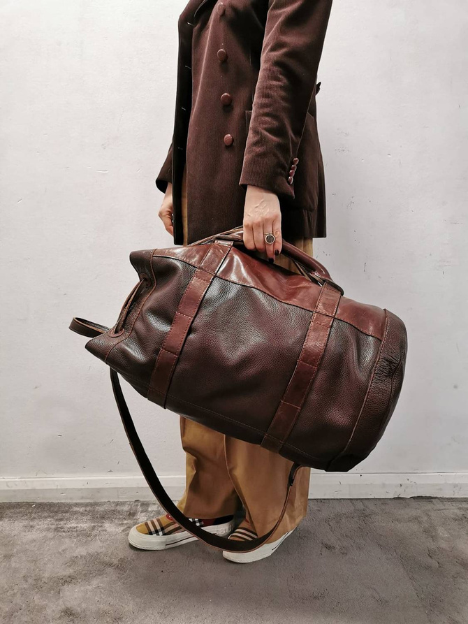 Plecak, worek żeglarski, torba podróżna z surowej, grubej skóry z uchwytami vintage NO.181