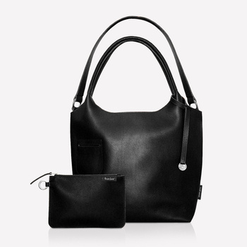 Dark gray leather tote bag NO. 220