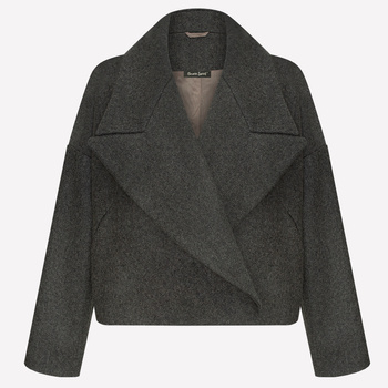 KURTKA EGON OVERSIZE Z OBSZERNYM KOŁNIERZEM  100% WEŁNA SZARA