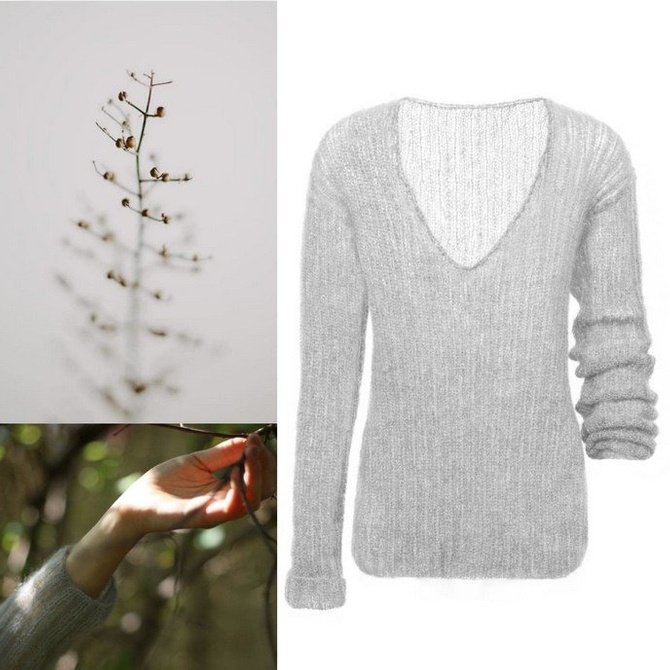 Silk soft ashy sweater knitted by hand NO.305