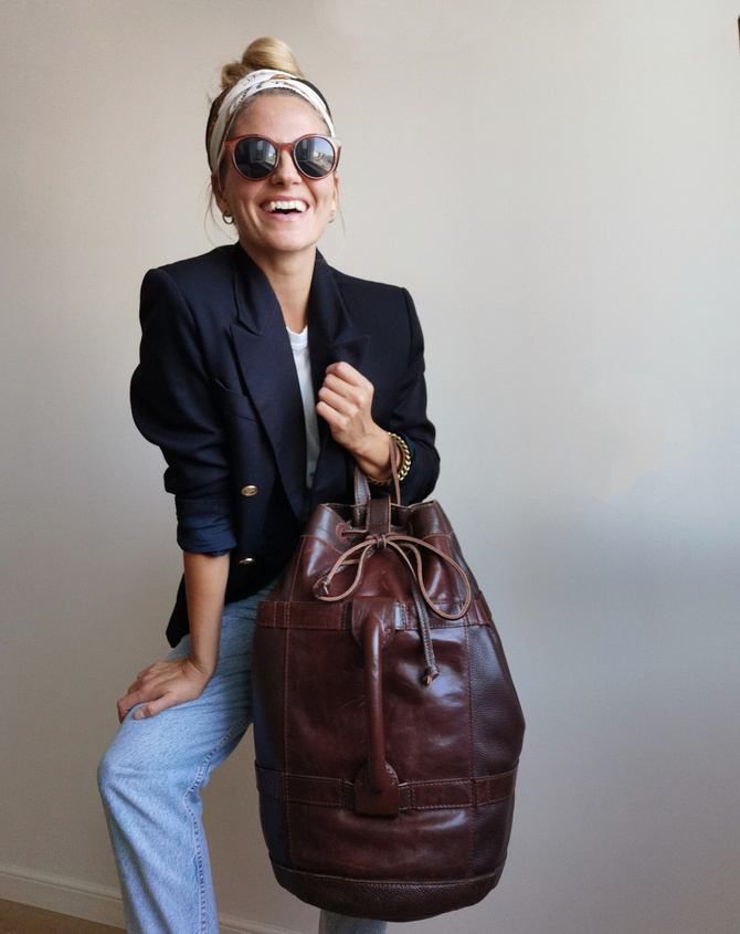 Plecak, worek żeglarski, torba podróżna z surowej, grubej skóry z uchwytami vintage NO.181