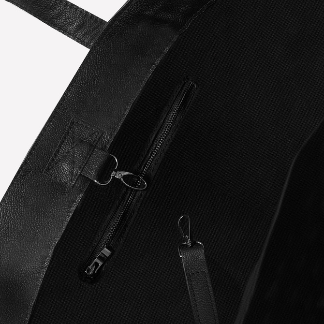 Black leather large tote bag NO. 235