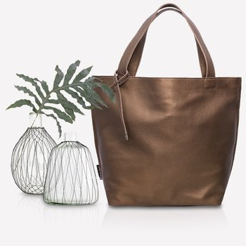 Leather camel - dark gold shopperbag, NO.148