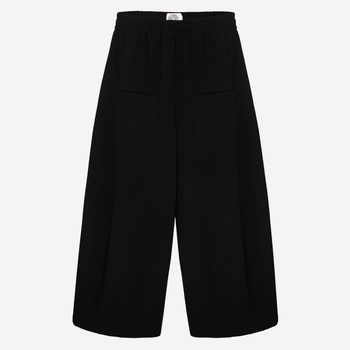 CZARNE WEŁNIANE SPODNIE ZONE O SWOBODNYM KROJU, 100% WEŁNA