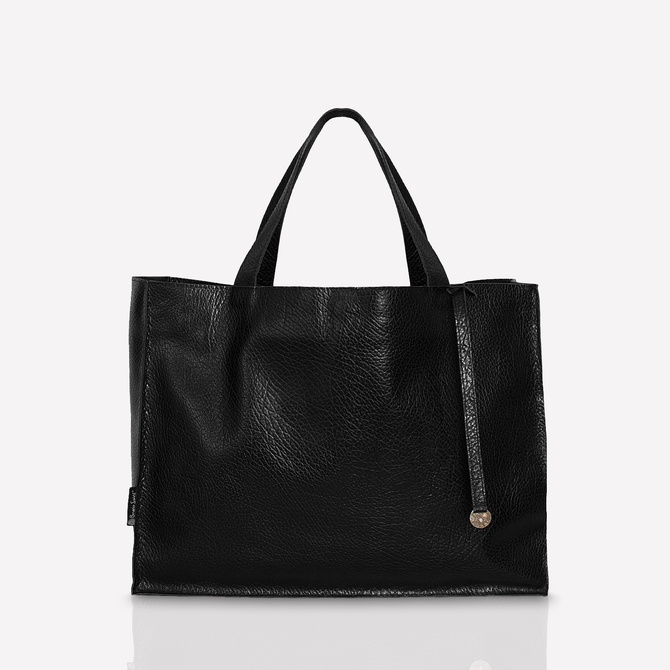 Leather black gold shopper bag XL NO.146