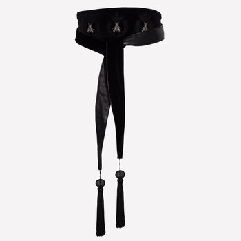 Pasek z aplikacjami ze skóry naturalnej i aksamitu NO 6