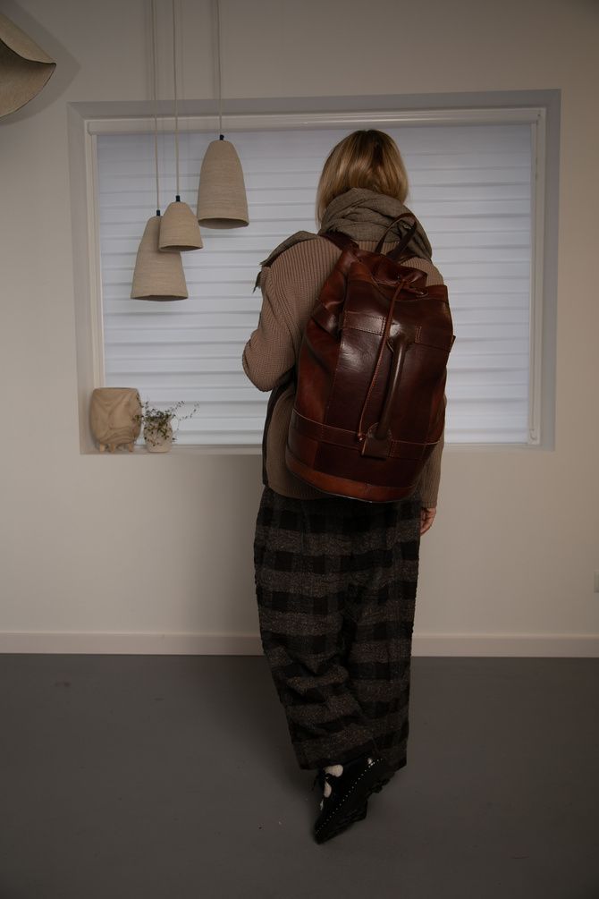 Plecak, worek żeglarski, torba podróżna z surowej, grubej skóry z uchwytami vintage NO.181