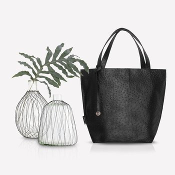 Torba typu shopperbag z czarnej skóry struś NO.137
