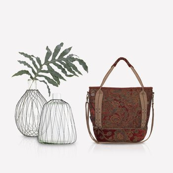 Boho autumn rust - colored bag with paisley pattern small NO. 131
