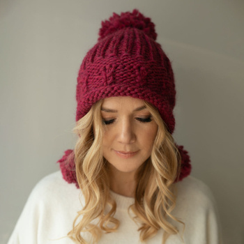 Czapka alpaka burgund bordo fuksja