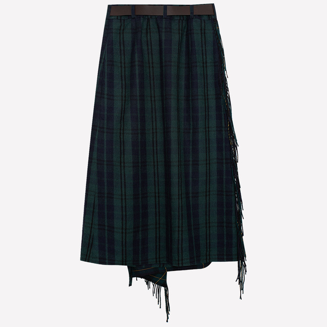 CHECKED SCOTTISH SKIRT KILT GREEN, 100% WOOL