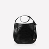 Leather black oval crossbody bag NO.117