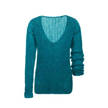 Silk soft gauzy turquoise sweater knitted by hand NO.306