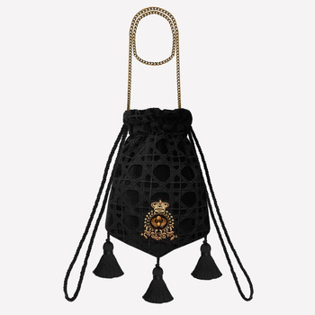 Velvet - silk jewelry, decorative bag with a chain, black, lace NO. 211