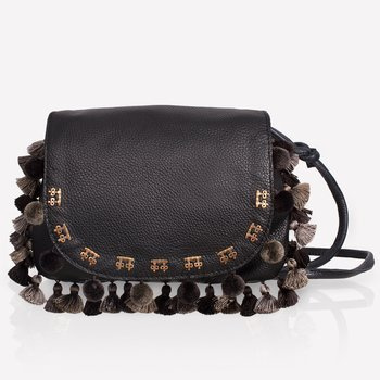 Torba crossbody skórzana czarna boho NO. 156