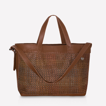 Large tote bag, black leather, Intreccio Craftsmanship Large NO. 230