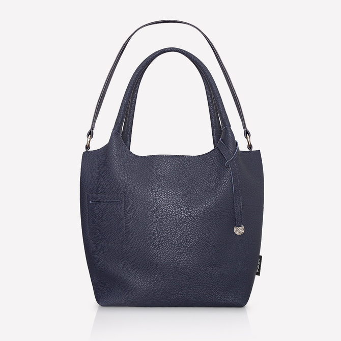 Navy blue leather tote bag NO. 222