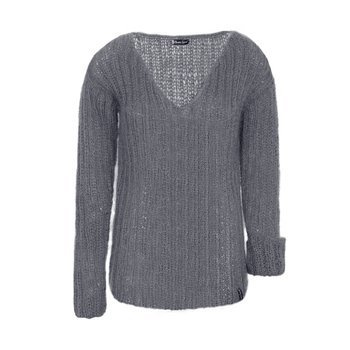 Mohair dark gray oversized sweater knitted by hand NO.317