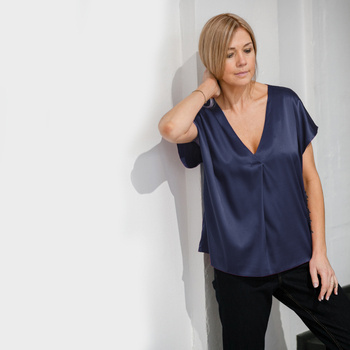 JEDWABNA BLUZKA PREMIUM GRANATOWA