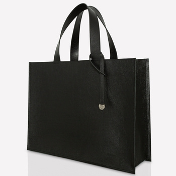 Tote bag, large quilted black leather handbag XL NO. 228