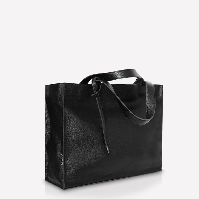 Leather black gold shopper bag XL NO.139