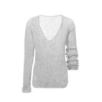Jedwabny sweter mgiełka wykonany ręcznie popielaty NO.305