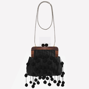 Leather palisander wood black bag  NO.173