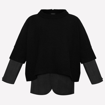 PERSONALIZOWANA OVERSIZE MARYNARKA-KAMIZELKA ZE SWETREM Z INICJAŁAMI KLIENTA, PRODUKT W CZĘŚCI UPCYCLINGOWY