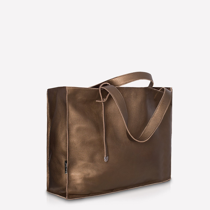 Leather camel - dark gold shopper bag XL NO.145