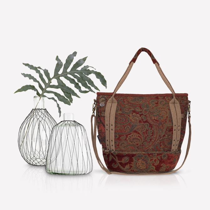 Boho autumn bag with rust - colored paisley pattern NO. 130