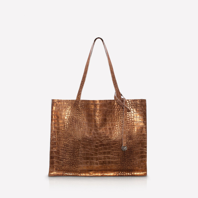 Leather shopper bag, croc texture NO.110