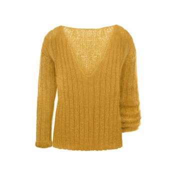 Mohair oversized sweater knitted by hand honey-colored NO.309