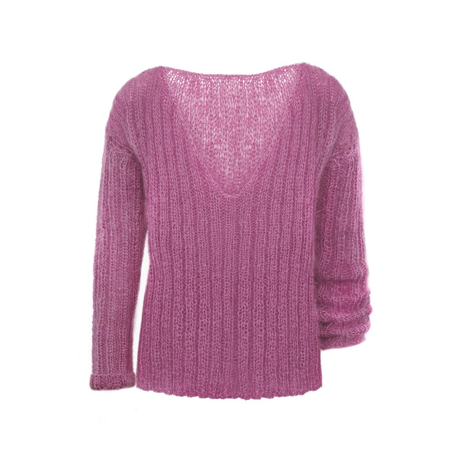 Mohair oversized sweater knitted by hand purple NO.307