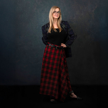 CHECKED SCOTTISH SKIRT KILT, RUBY RED, 100% WOOL