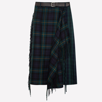 CHECKED SCOTTISH SKIRT KILT GREEN, 100% WOOL
